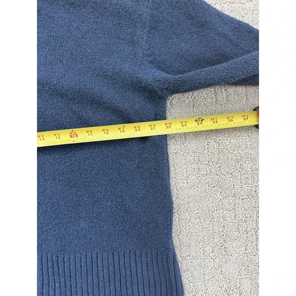 Free People Trading Up Polo Sweater S Navy Chunky Preppy Collared Relaxed Knit